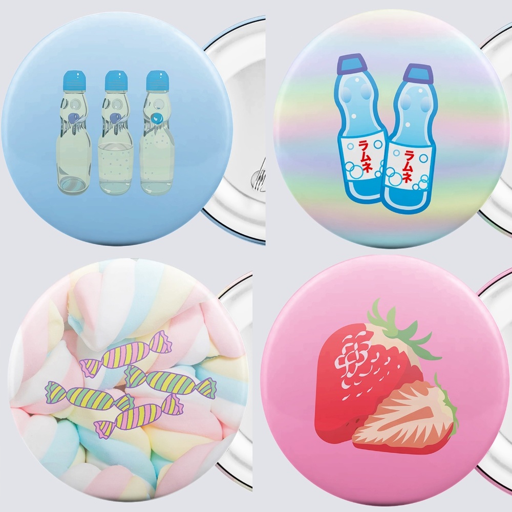 ❤️$3/18  Set of 4 Harajuku Badges Japanese Sweets